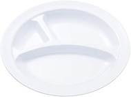 Nagao No.52 Unbreakable White Tableware, Round Lunch Plate, 3 Cuts, 9.8 inches (25 cm), Made in Japa