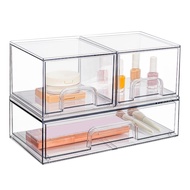 Vtopmart Stackable Storage Drawers Set of 3, 12" Wide and 4.4'' Tall Clear Plastic Organizer Bins fo