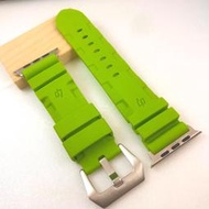 Apple Watch 沛納海 新款 代用 閃電款 錶帶 綠色 厚感紮實 運動錶帶 橡膠錶帶  不鏽鋼針釦 42 44