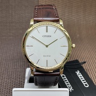 Citizen AR1113-12A Men Water Resistant Gold Toned Brown Leather Strap Analog Round Watch
