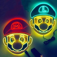 Super Mario Bros Anime Figures Mario Luigi Led Masks for Children Birthday Party Theme Halloween Supplies