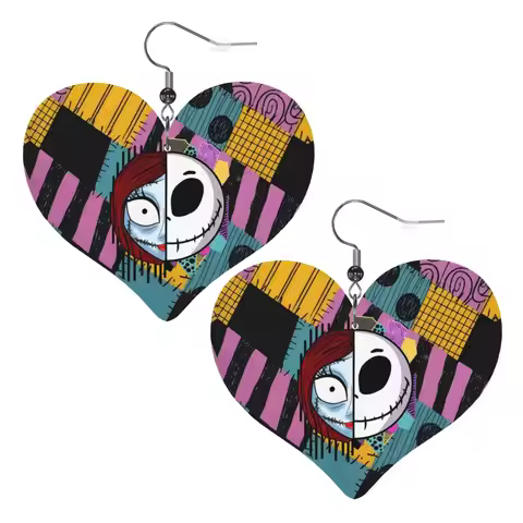 Custom Jack Skellington Leather Earrings for Women Nightmare Before Christmas Dangle Earrings Jewelr