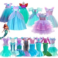 ♝ 2023 Girls Little Mermaid Ariel Princess Dress Cosplay Kids Vestidos Costume Birthday Party Carnival Children Halloween Clothes