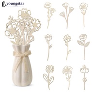 YOUNGSTAR 10Pcs Wildflowers Wooden Cutouts Unfinished Wood Floral Flower Stems Colorable Paint DIY A