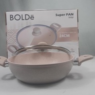Bolde SUPER PAN 2 EAR WOK PAN Frying PAN 24cm BEIGE + GLASS LID Ready B8K