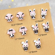 Pink Rabbit Cartoon Manicure Accessories Cute Three-Dimensional Long-Eared Rabbit Lolita Rabbit Resi