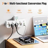 Power Strip Expander with 4 2 USB + 1 Type-C EU Plug Sockets and Surge Protection for Home Office Ex