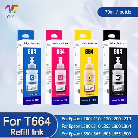 For Epson T664 Refill dye ink Premium Refill Ink for Epson 664 T6641 T6642 T6643 T6644 L495 L550 L55