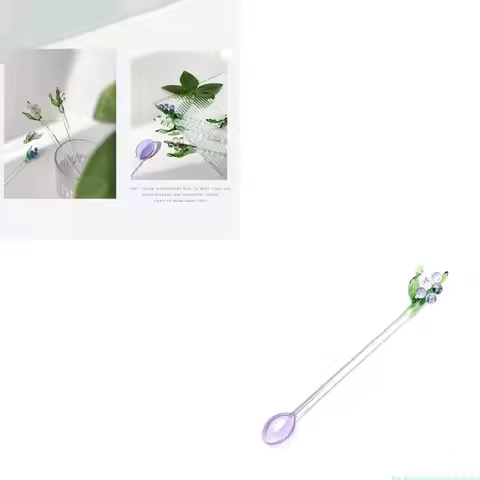 581C Glass Stirring Spoon Bells Orchids Flower Stirring Rod Coffee Teas Mixing Spoon Drinkware Stirr