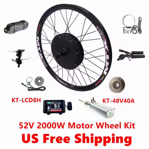 NBpower 52v 2000W Electric Bike Conversion Kit Rear 135mm Front 100mm Dropout Ebike BLDC Hub Motor w