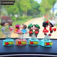 【L.O.V.E】 2Pcs Cute Cartoon Couple Spring Shaking Head Car Dashboard Doll Ornament Decoration Auto I
