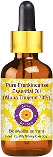 Deve Herbes Pure Frankincense Essential Oil (Alpha Thujene 70%) Boswellia Serrata with Glass Dropper 100% Natural Therapeutic Grade, 15 ml