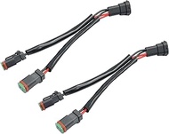 2Pcs H11 H9 H8 Male to DT DTP DT06-2S 2 Pin 1 Female 2 Way Splitter Wire Bulb Socket Waterproof Head