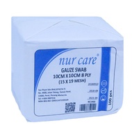 NUR CARE GAUZE SWAB 10CM X 10CM 8PLY