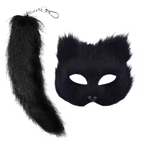 Animal Masquerade and Tail Set Cosplay Animal Costume Kit for Girl Animal Role Play Costume Furry An