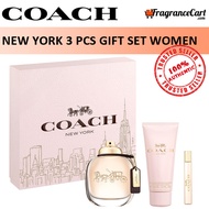 Coach New York 3 Pcs Gift Set for Women (90ml EDP + 100ml Body Lotion + 7.5ml Travel Spray) Eau de Parfum NewYork GiftSet Collection [Brand New 100% Authentic Perfume/Fragrance]