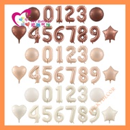 Number balloons in brown, cream, caramel for birthday decoration, large size 75cm LK410