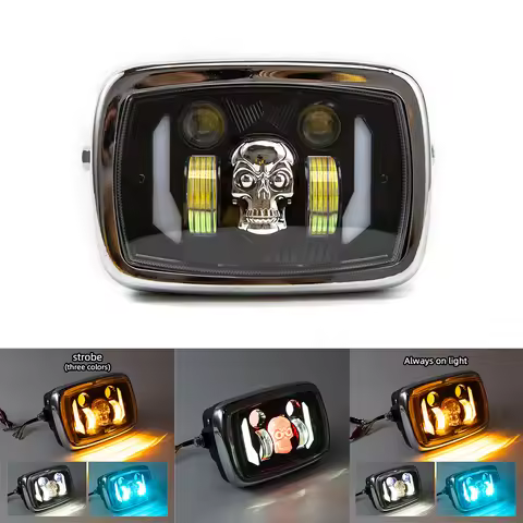 7x6'' 5X7 Inch Square Led Headlight Hi-Lo Beam Halo For Jeep Wrangler Motorcycle Car Off-road Truck