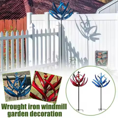 Iron Windmill Garden Decoration Harlow Wind Spinner Metal Spinners Wind 3D Metal Sculpture Windmill 