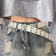 Star Porous American Wide Belt Women Men Jeans Belt Design Niche y2k Belt White