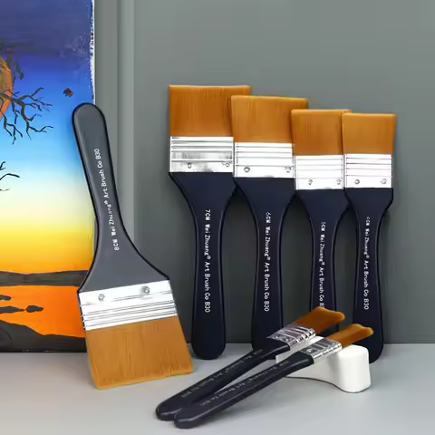 Artist Flat Paint Brush Large Wash Brush Set Nylon Hair for Gesso Varnishes Acrylic Painting Waterco