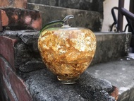 水晶玻璃 琉璃 金箔蘋果 金平安