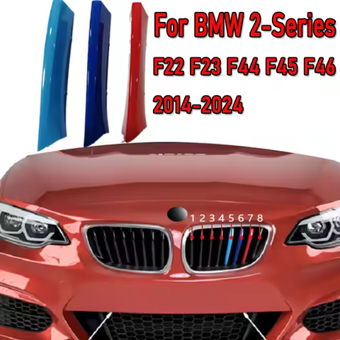 3Pcs ABS Car Racing Front Grille Trim Strips For BMW F22 F23 F45 F46 F44 2 Series 2014-2023 2024 M P