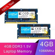2Pcs Crucial 4GB 2RX8 PC3-8500S DDR3 1066Mhz SODIMM Laptop Memory RAM Intel CPU