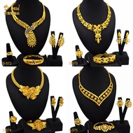 24k Dubai Bridal Wedding Jewelry Set Nigeria Women's Necklace Earrings Bracelet Ring Jewelry