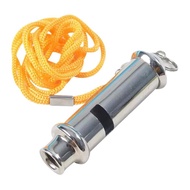 Stainless Steel Outdoor Survival Whistle With Lanyard, High-decibel Emergency Safety Whistle Q2k9
