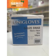 UNIGLOVES GAUZE SWAB 10CM X 10CM X 8PLY 100 PCS