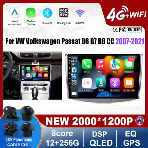 Touch Screen 10.1Inch For VW Volkswagen Passat B6 B7 B8 CC 2007-2021 Car Radio IPS Carplay Android A