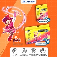 Hộp bút lông 12/ 24 màu rửa được - Washable Brush Fiber Pen Thiên Long Colokit - Nhân vật Futy Akool