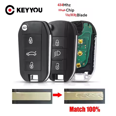 KEYYOU With Cutting Service For Peugeot 208 2008 301 308 3008 408 508 For Citroen C3 ID46 434MHz HU8