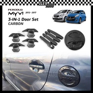 Perodua Myvi 2012 - 2017 Carbon Door Handle Bowl Fuel Cap Cover Accessories Bodykit Lagi Best Icon 2