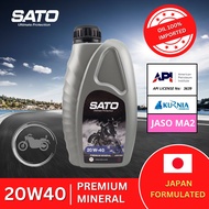 Sato 4T 20W-40 1L Mineral Motorcycle Engine Oil Minyak Pelincir Motosikal Free Sticker 100% Original