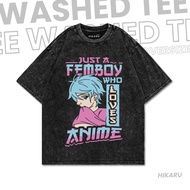 HIKARU ANIME FEMBOY Oversize Washed T-Shirt | Anime | Comic | Film | Vintage tee | WO