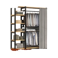 New Storage Wardrobe Open Wardrobe Block Curtain Bedroom Open Multi-Layer Simple Coat Rack Rental Ho