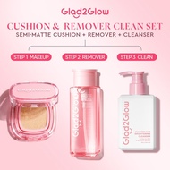 Glad2Glow 3 In 1 Set -Perfect Cover Cushion + Cherry Blossom Makeup remover + Milk Amino Acid Gentle