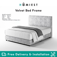 [HOMIEST] Izola Velvet Bed Frame in Light Grey / Queen / King / Optional Front Drawers
