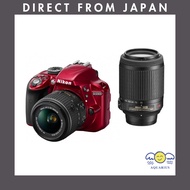 【Used】Nikon Digital DSLR Camera D3300 Double Zoom Kit Red D3300WZRD Fully Tested in Japan, Works Per