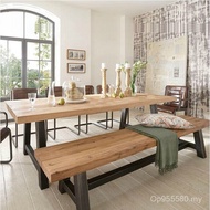 Cafe Desk loft Industrial Style Restaurant Nordic Dining Table Solid Wood Simple Long Table Outdoor 