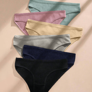 6pcs Women's Stretchy Cotton Panties, 95% Cotton 5% Spandex, Breathable Solid Color Everyday Briefs,