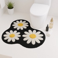 雛菊花朵簇絨浴室地墊可愛腳墊吸水防滑浴墊居家裝飾禮物