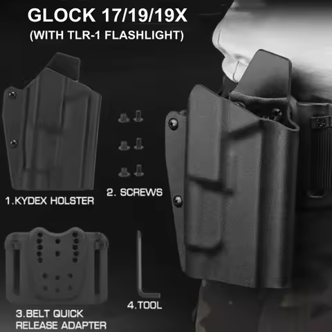 Glock17 Gun Holster with TLR-1 Flashlight Mount Kydex Holster For for G17/G19/G19x Quick Release Buc