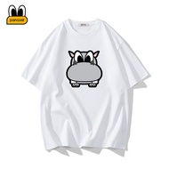 Pancoat Summer Trendy Short-Sleeved t-Shirt Pure Cotton Hippo Printed Short t