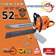 CHAIN SAW HASQ8800 22'' 52cc - 58cc or 18” 20” 22” GASOLINE CHAINSAW C/W ACCESSORIES
