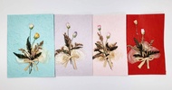 การ์ดอวยพรกลีบดอกไม้ ช่อใบจับเลี้ยง แฮนด์เมด DIY ของขวัญ วันเกิด (ขนาด L) Handmade Mulberry Paper Card with Petal (Size L)
