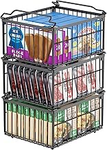 Freezer Organizer Bins, 3 Pack Stackable Deep Chest Freezer Organizer Bins, Foldable Baskets with Ha