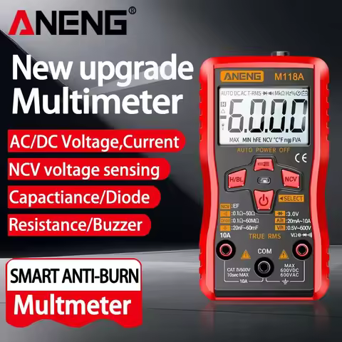 ANENG M118A Digital Mini Multimeter Tester 6000counts Auto Mmultimetro True Rms Tranistor Meter with